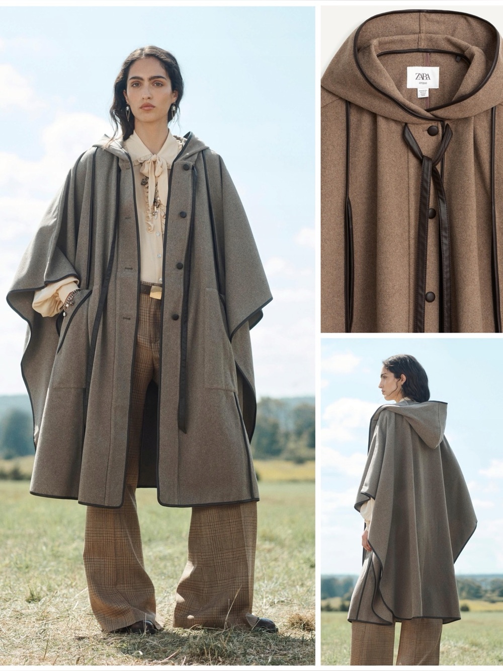 ZARA ~ Wool Blend Limited Edition Hooded Cape ZW Collection